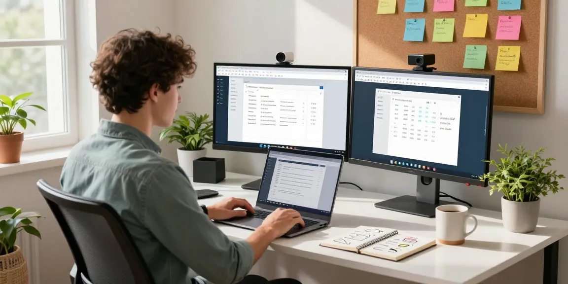 WPS Download in a modern home office environment with active document editing on multiple screens.